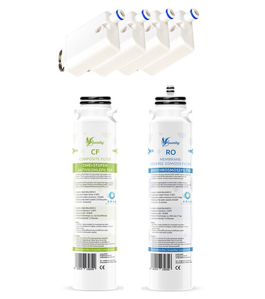 Filterset | 1 x Aktivkohlefilter für aunity Aqua Balance II Wasserfilter mit integriertem Grobfilter, 1 x Micro-Kapillarfilter, 4 x Anion-, Mineral-, Silber- Filter
