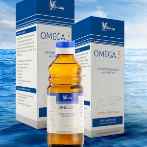 Nahrungsergänzungsmittel mit Omega 3 Fettsäuren, natürlichem Vitamin E und Vitamin D aunity OMEGA3 BALANCE – Fischöl, der Schatz aus dem Meer