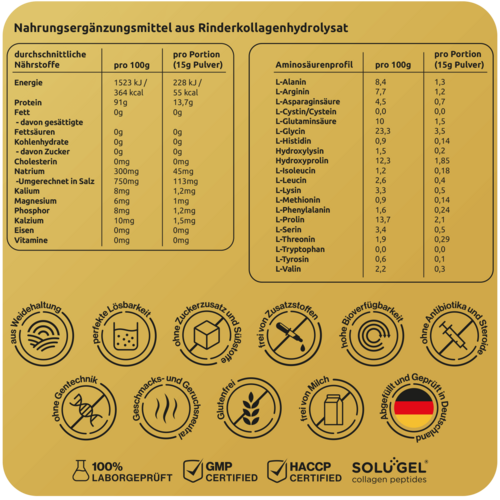 NATURAL PREMIUM COLLAGEN 500G NAHRUNGSERGÄNZUNGSMITTEL AUS KOLLAGEN-HYDROLYSAT — изображение 3